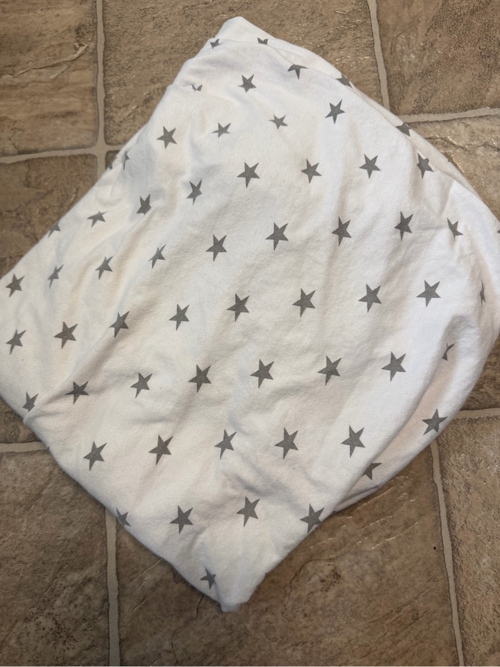 Crib Sheet- White with Gray Star Printed